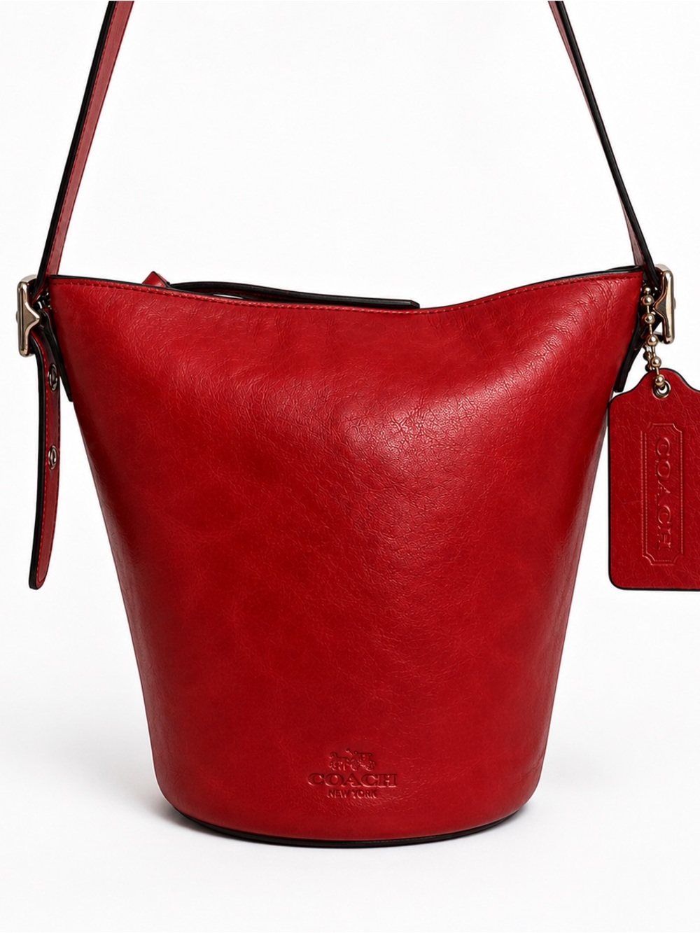 Coach Bleecker Mini Bucket Duffle Bag red glove tanned Leather Crossbody Y2K